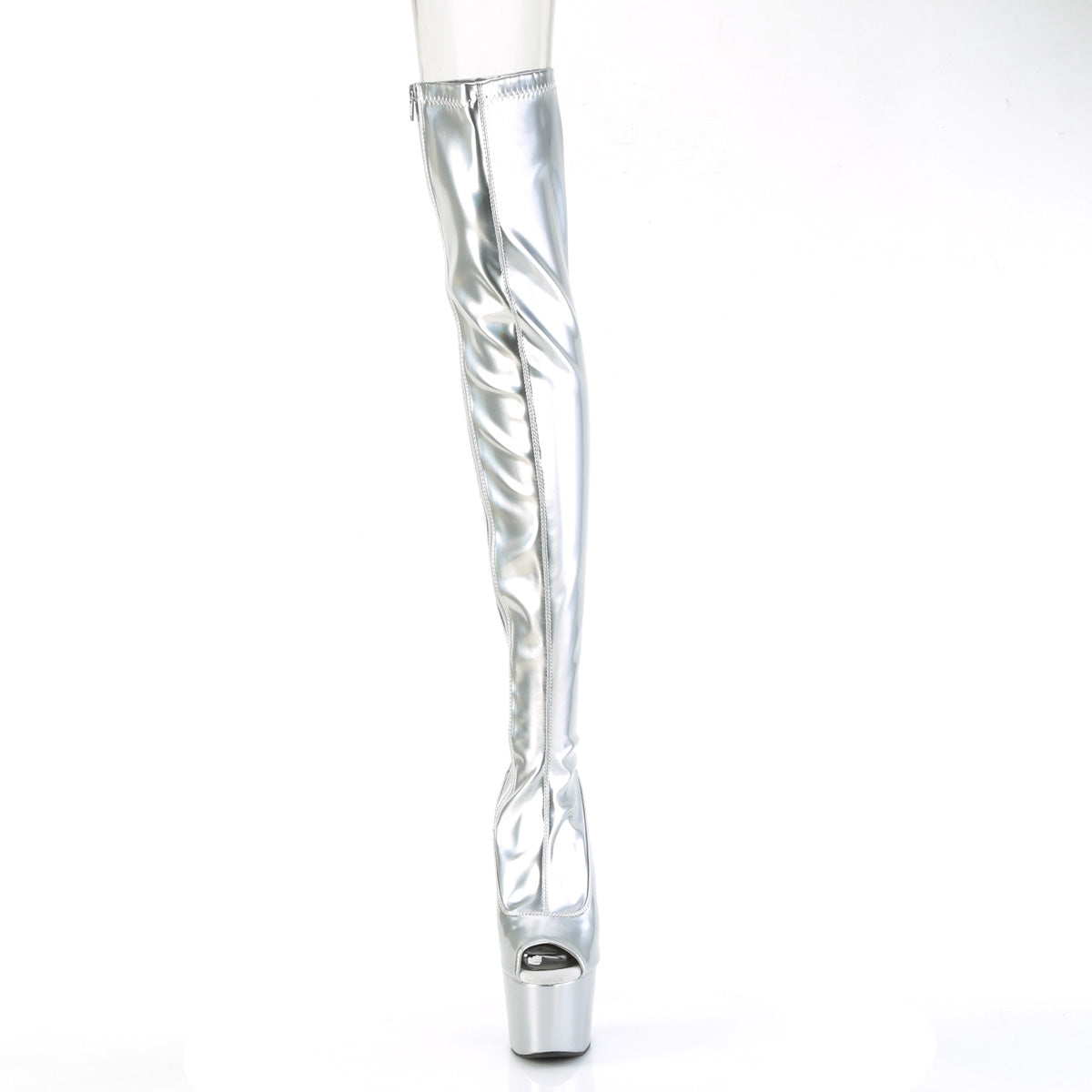 7 Inch Heel ADORE-3011HWR Silver Stretch Holo