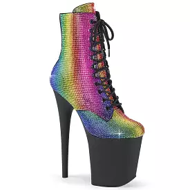 8 Inch Heel FLAMINGO-1020RS Rainbow Rhinestone