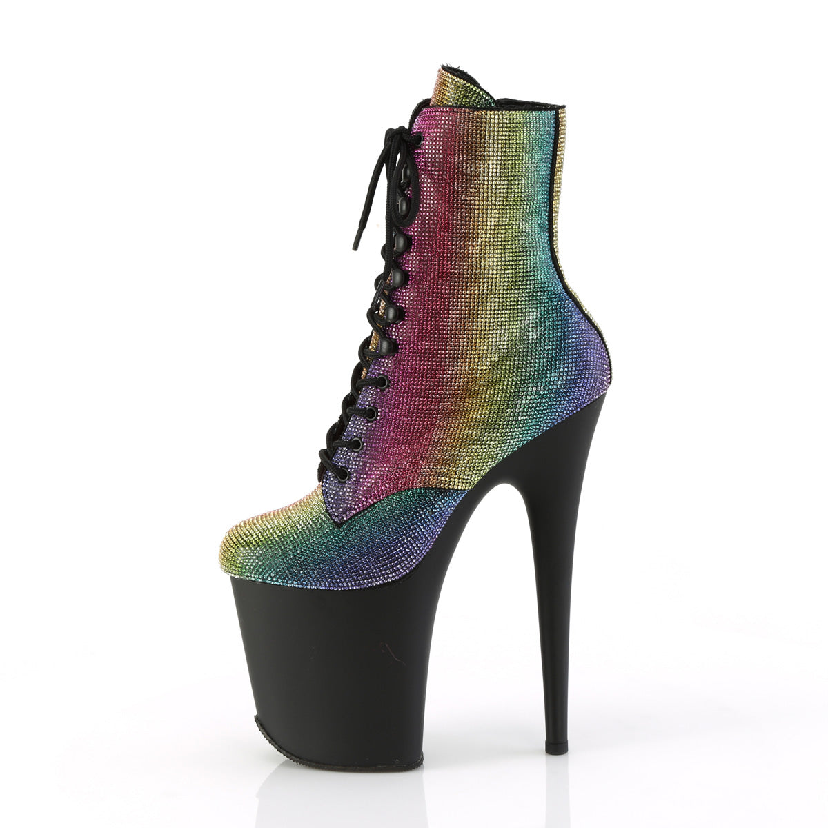 8 Inch Heel FLAMINGO-1020RS Rainbow Rhinestone