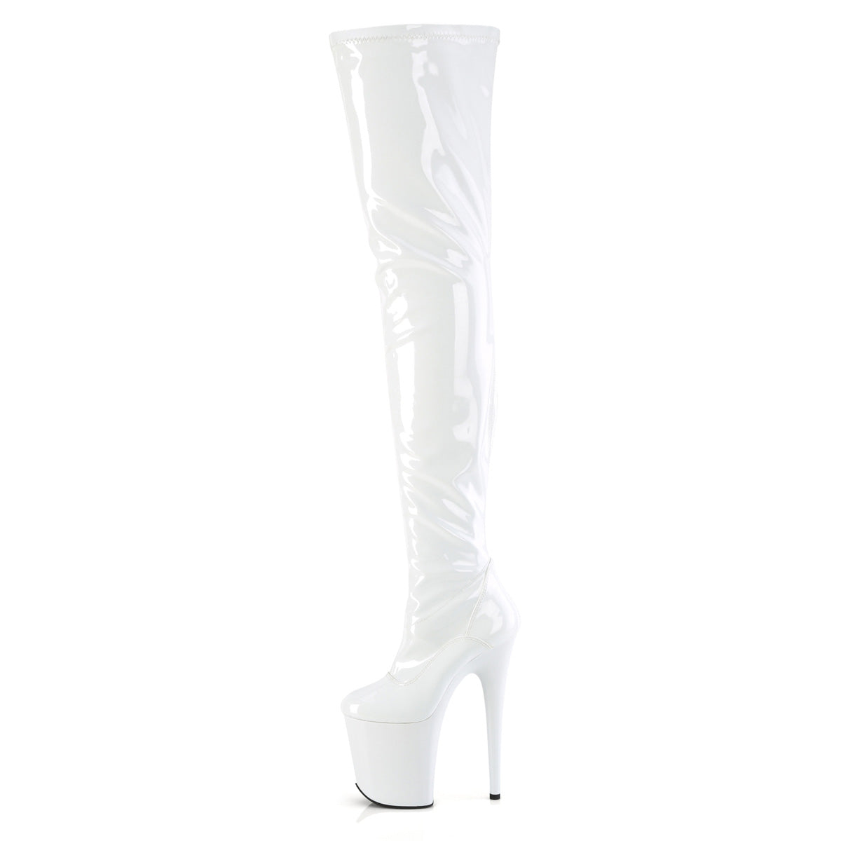 8 Inch Heel FLAMINGO-4000 White Stretch Patent