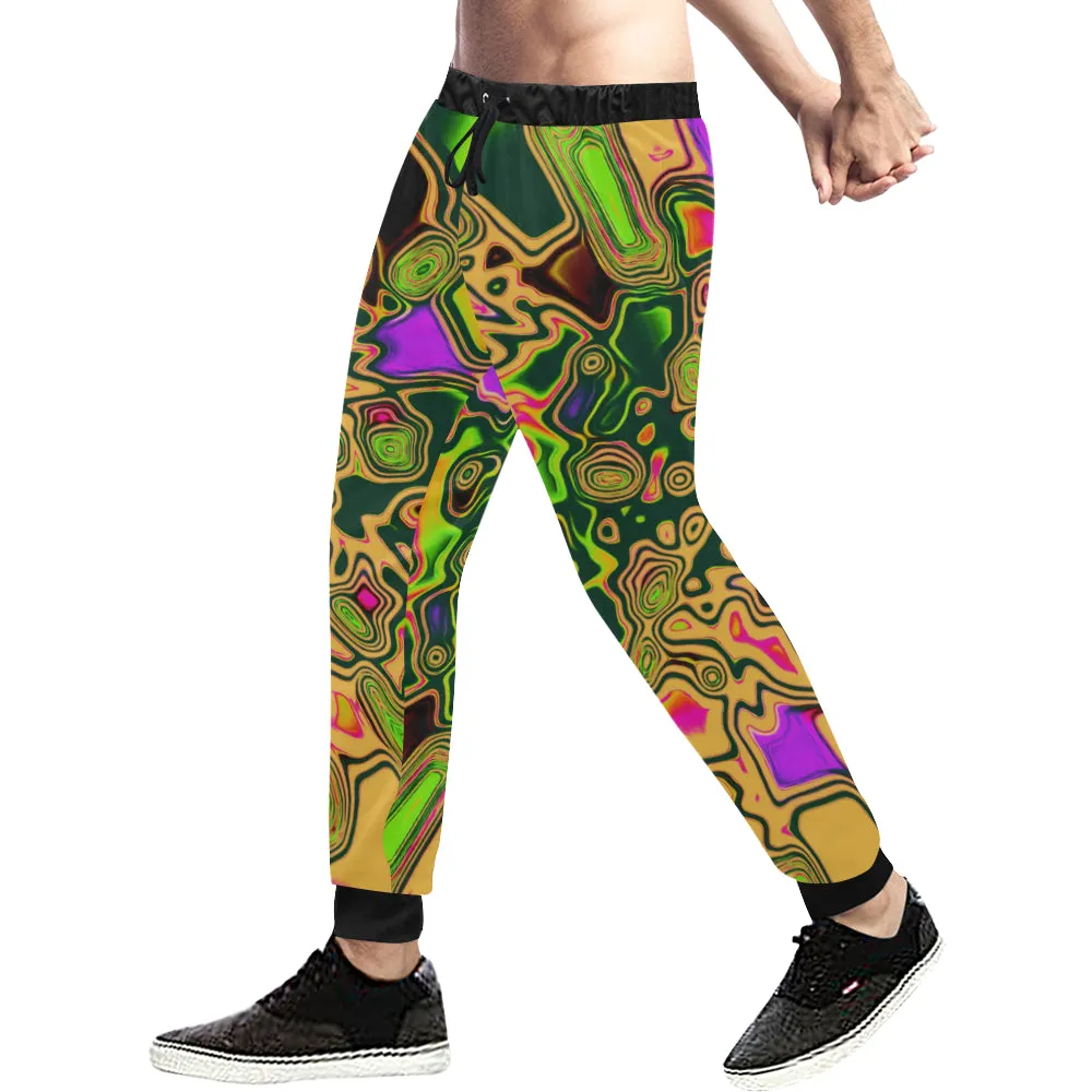 90s Color Splash All Over Print Light-Weight Men's Jogger Sweatpants (Non Fleece Lined)