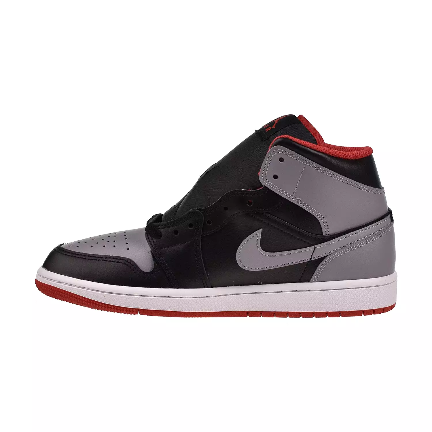 Air Jordan 1 Mid Men's Shoes Black-Cement Grey-Fire Red