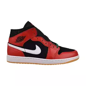 Air Jordan 1 Mid SE Men's Shoes Black-White-Malachite-Fire Red