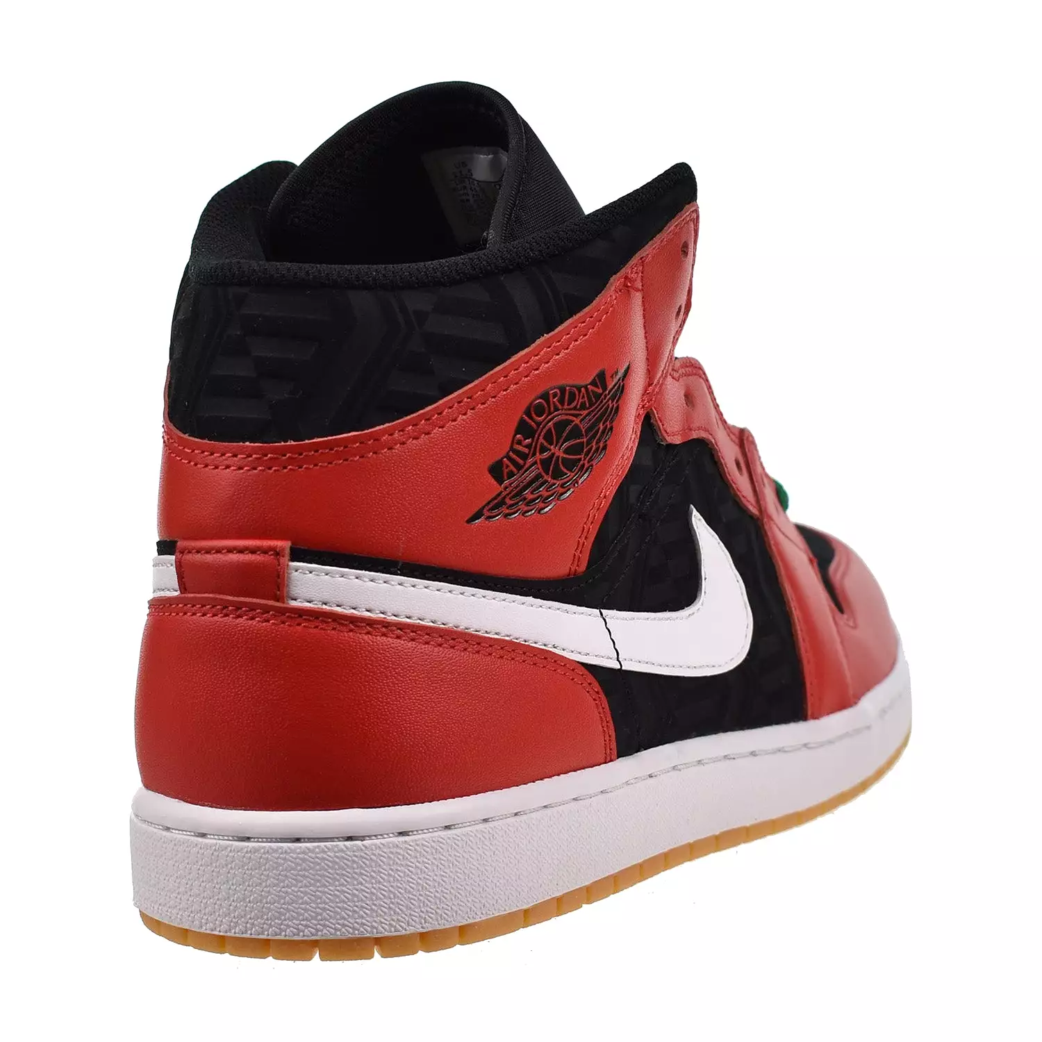 Air Jordan 1 Mid SE Men's Shoes Black-White-Malachite-Fire Red