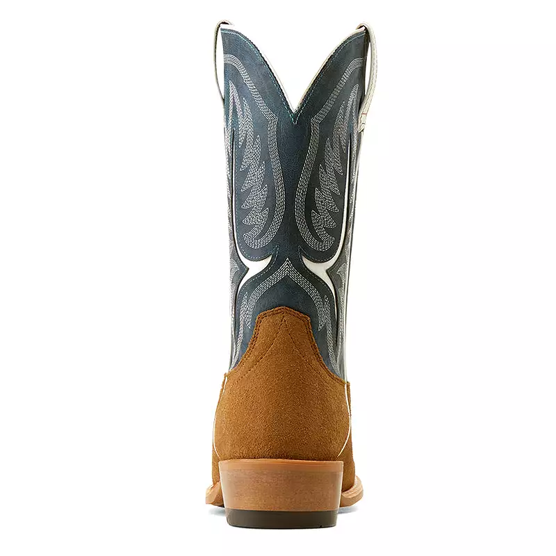 'Ariat' Men's 12 Stadtler Western Narrow Cutter Toe - Dijon Roughout / Ocean Blue