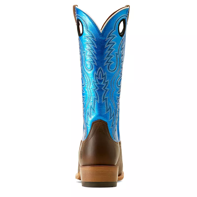 'Ariat' Men's 14 Ringer Cowboy Western Narrow Cutter Toe - Tobacco Toffee / Bright Blue