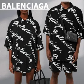 BALENCIAGA  |Casual Style Street Style Logo Military Shirts & Blouses