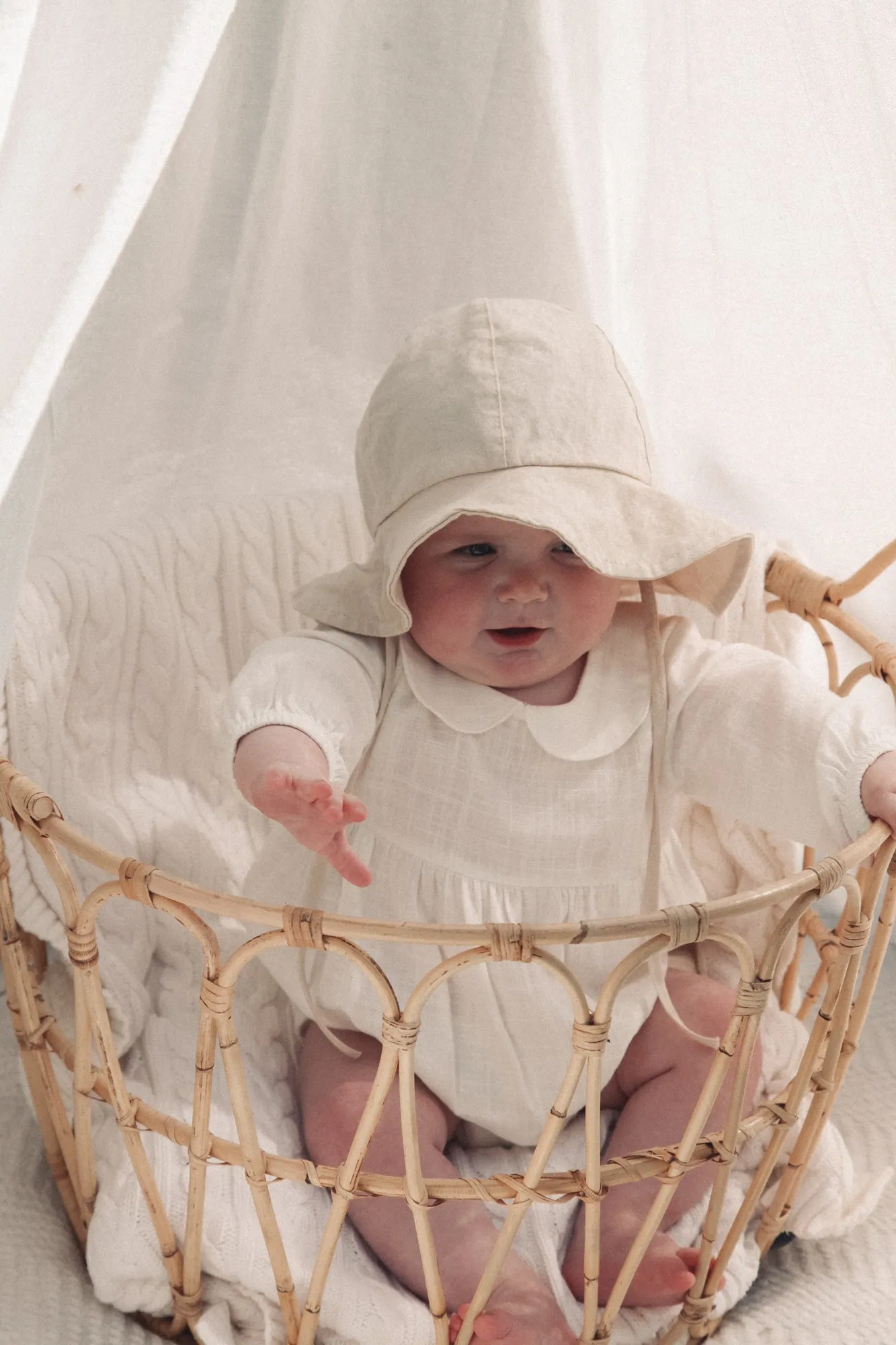 Beige Cotton Summer Hat