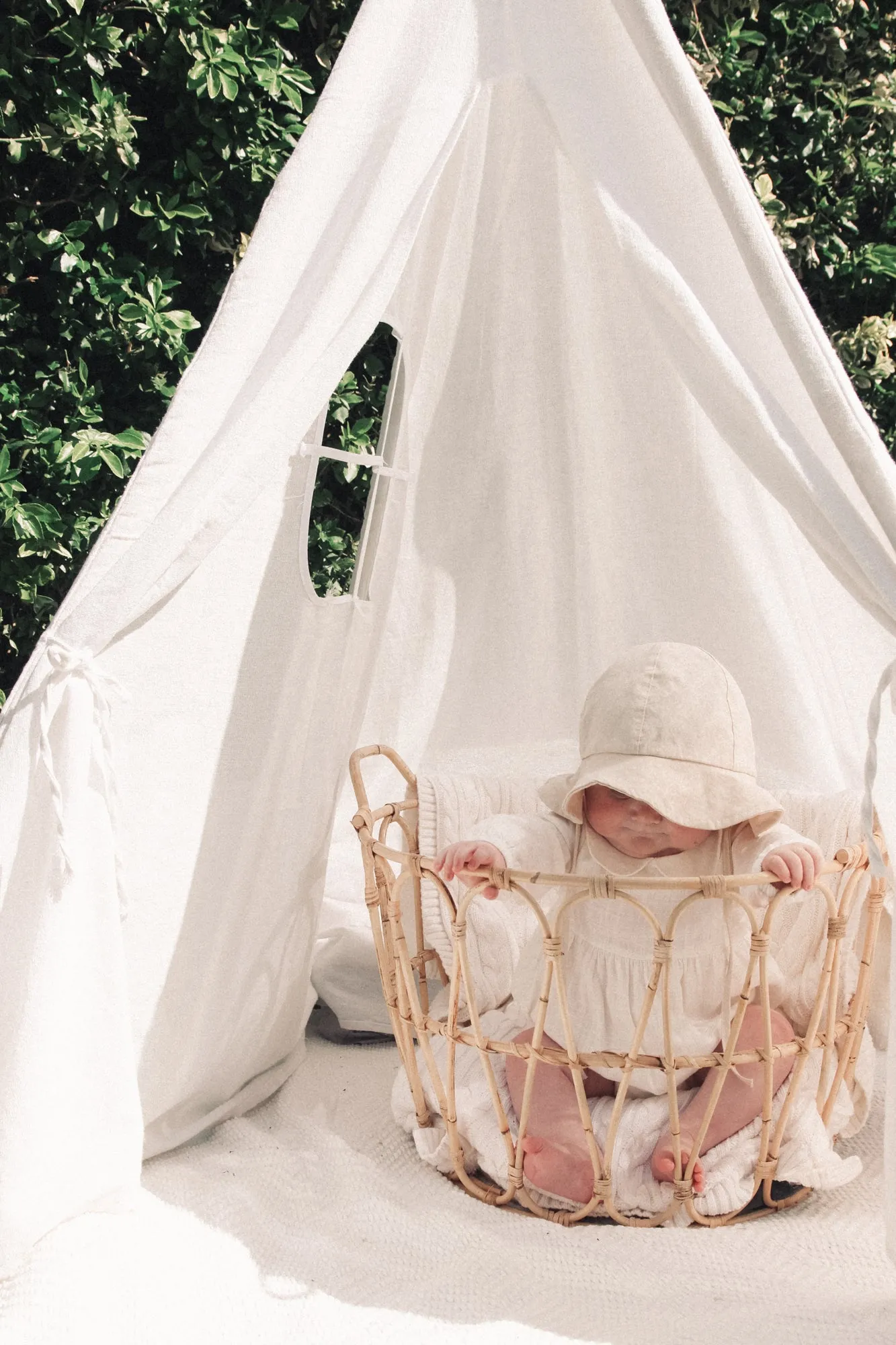 Beige Cotton Summer Hat