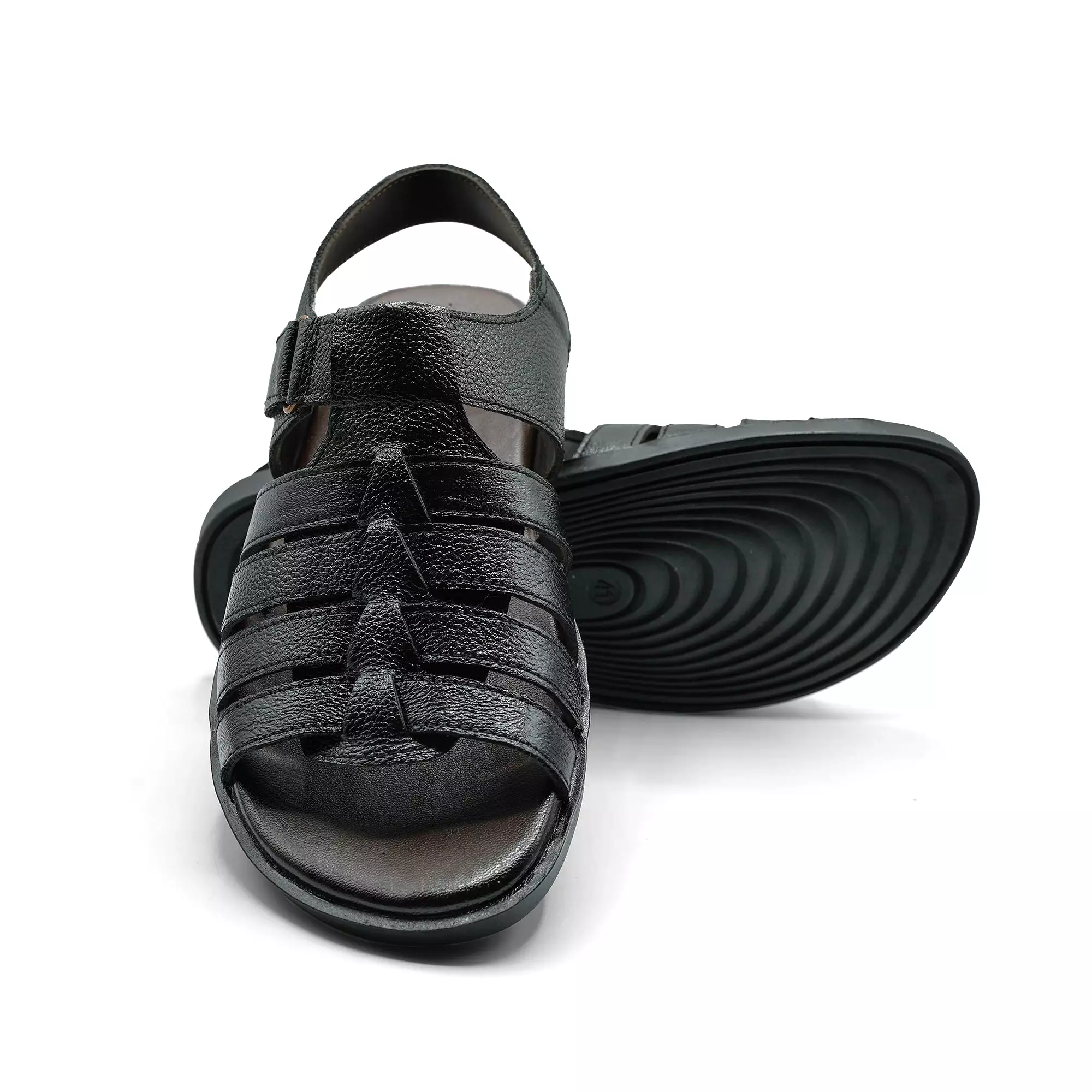 Black Multi Strap Leather Men Sandals