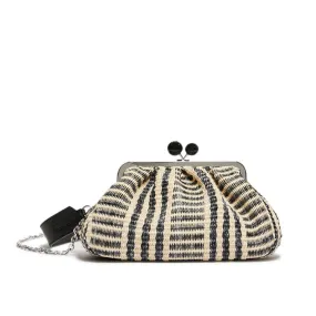 BORSA PASTICCINO LOCRI IN RAFFIA MEDIUM Donna Nero Latte