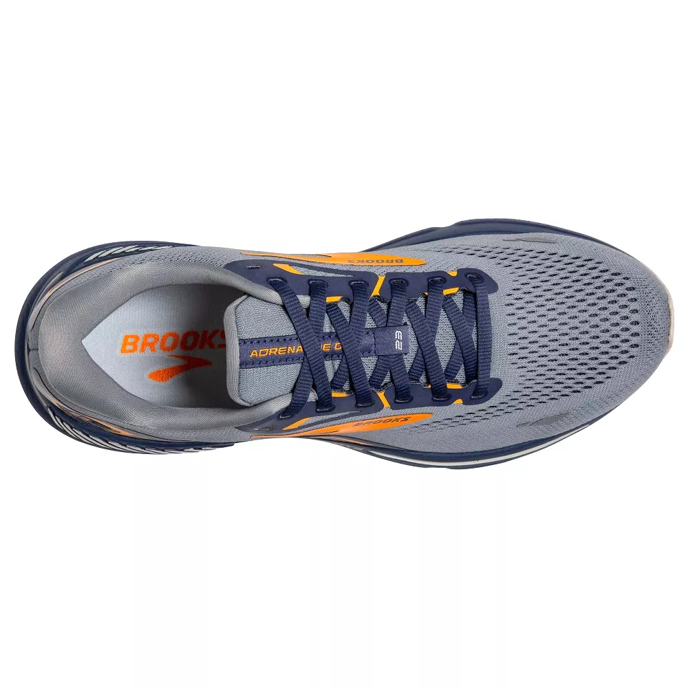 'Brooks' Men's Adrenaline GTS 23 - Grey / Crown Blue / Orange