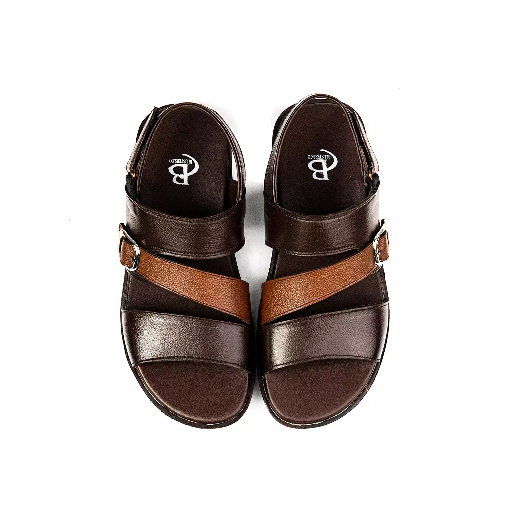 Brown Cross Men Leather Sandals