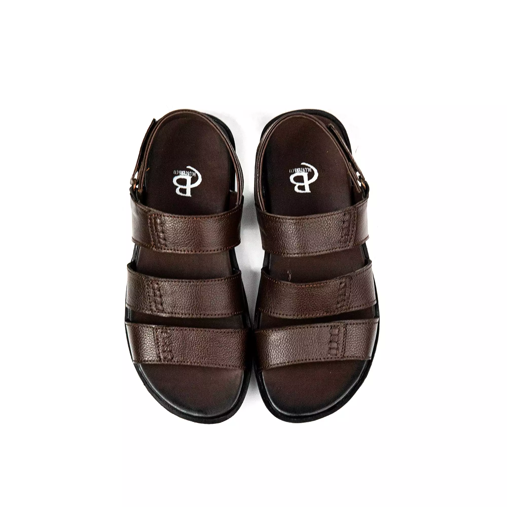 Brown Three Strap Leather Men Sandals