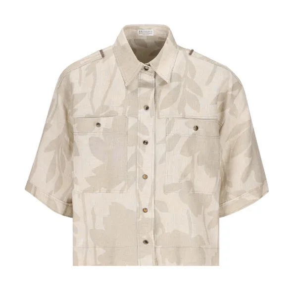 BRUNELLO CUCINELLI  |Casual Style Linen Short Sleeves Shirts & Blouses