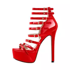 Buckle Straps Platform Stiletto Sandals