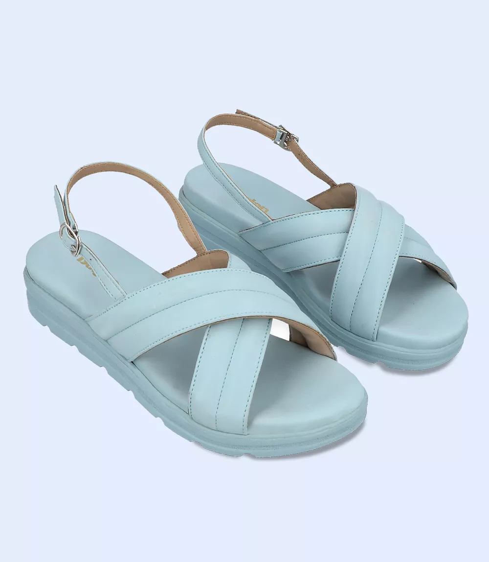 BW7781-LIGHT-BLUE-Women Platform Sandals