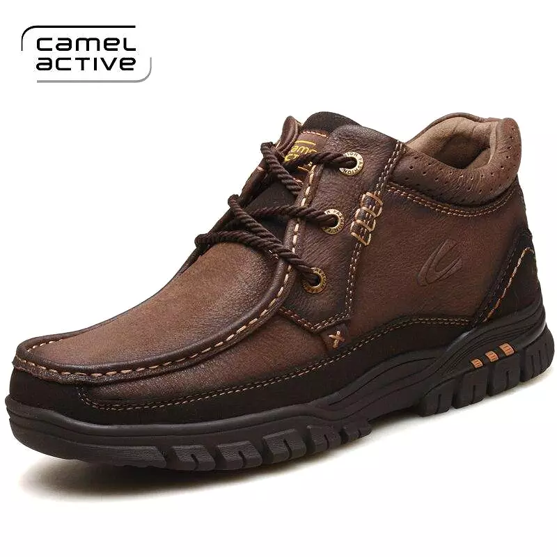 Camel Active New Hiking Shoes Men Cow Leather High Top Trekking Boots Sport Climbing Mountain Shoes Outdoor Walking