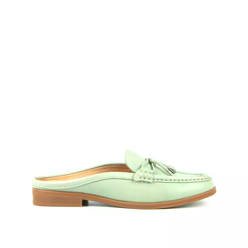 Courtney Mule Women's Shoes - Mint Green Leather