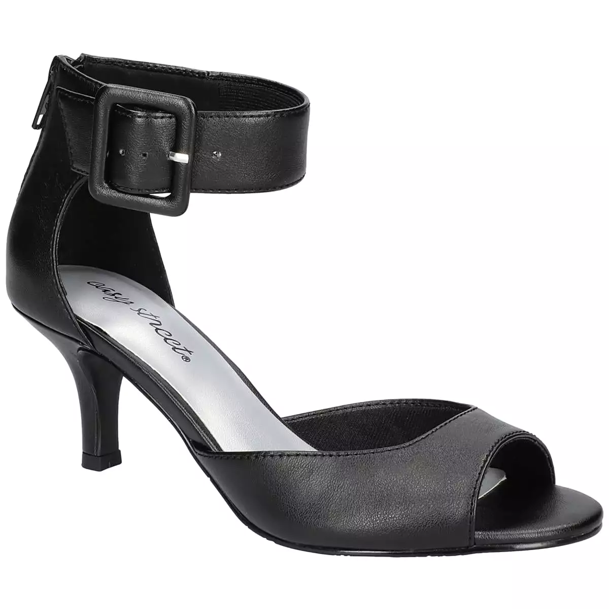 Easy Street Womens Baloo Faux Leather Buckle Heels