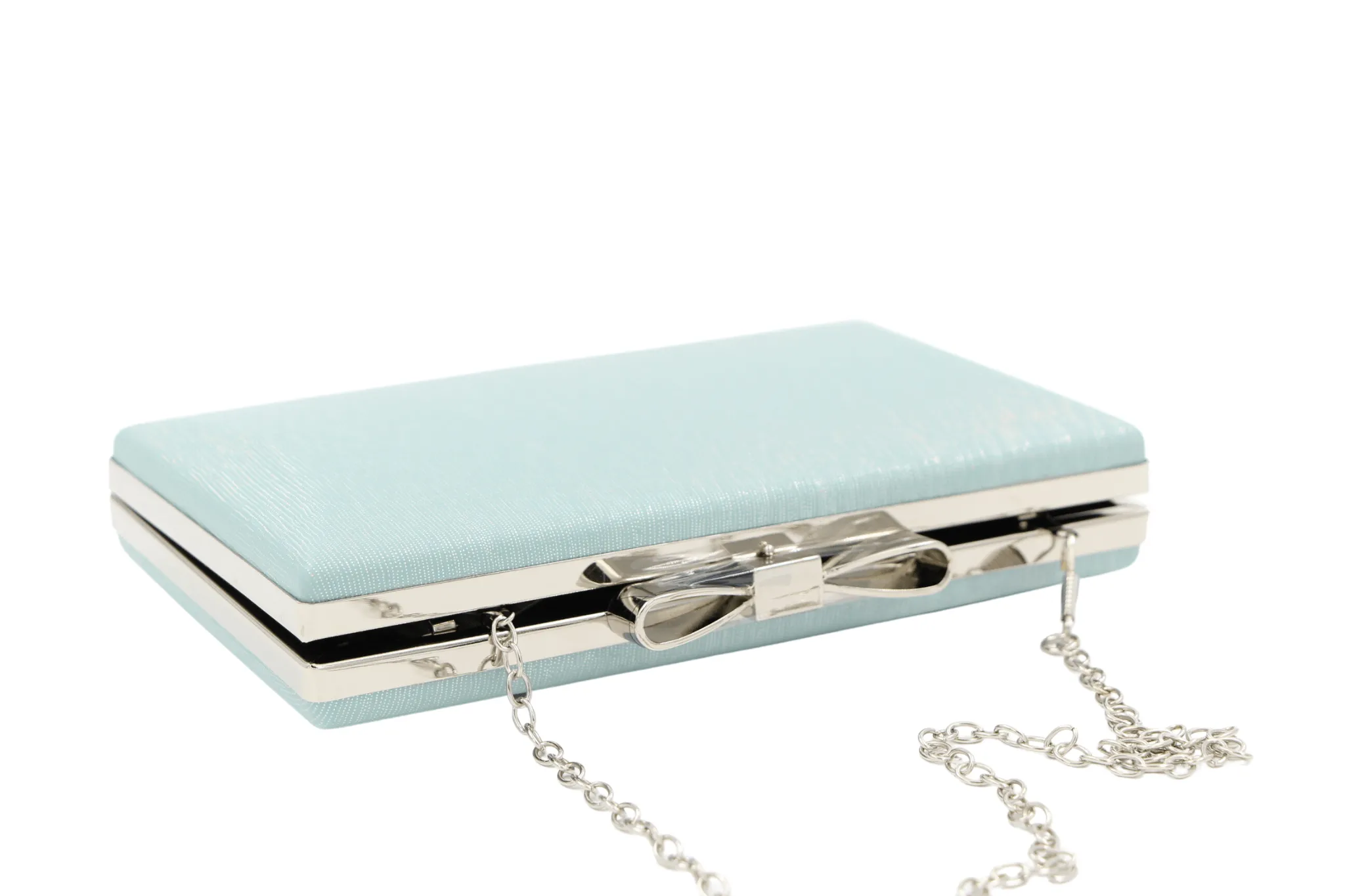 FABUCCI Aqua pale green/blue box clutch