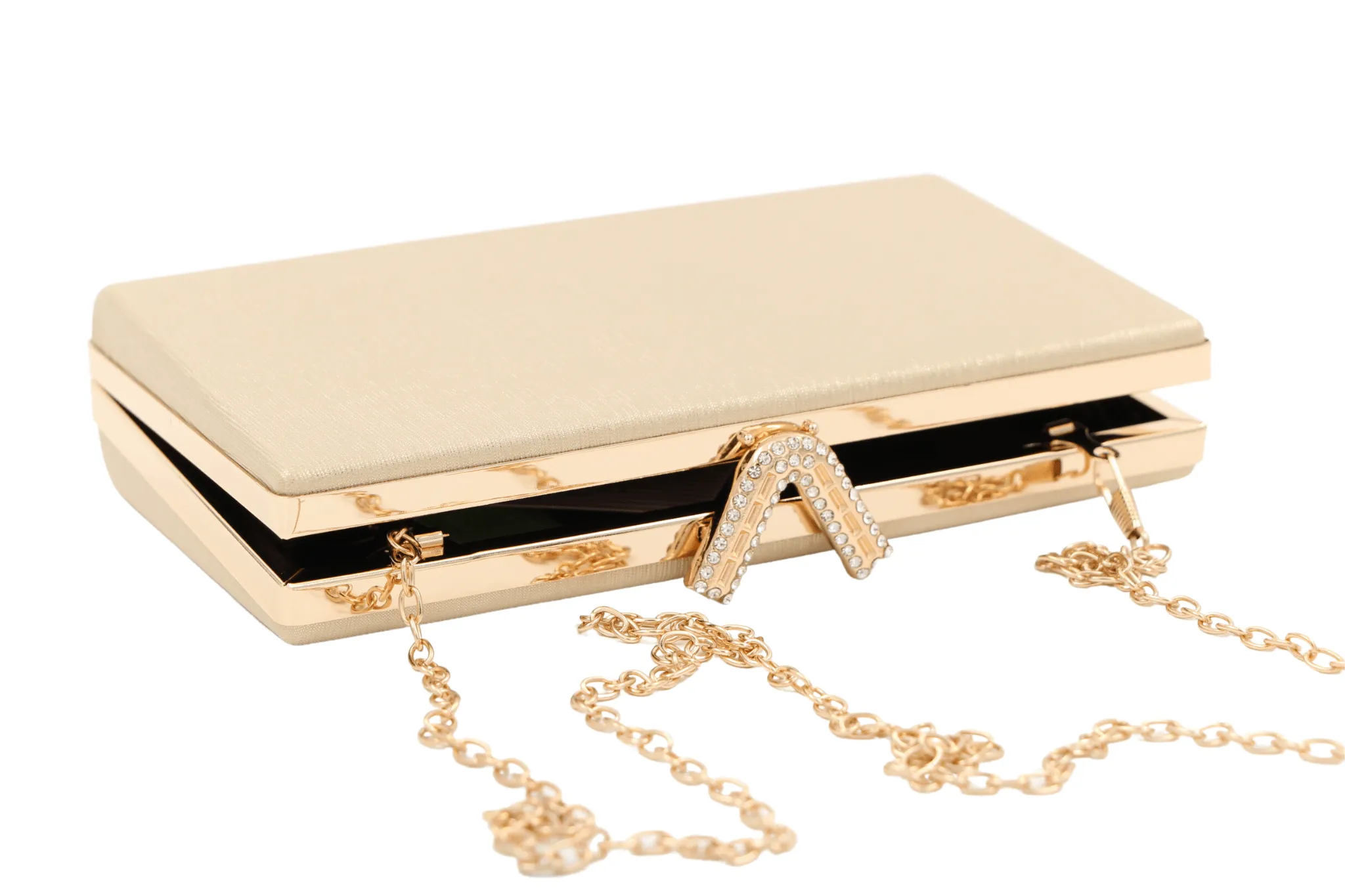 FABUCCI gold rectangle box clutch 