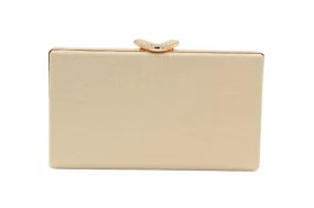 FABUCCI gold rectangle box clutch v clasp