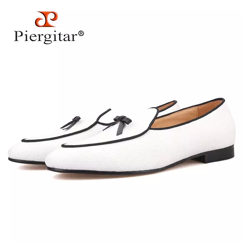 Handmade Two Colors Cotton Canvas Men Loafers