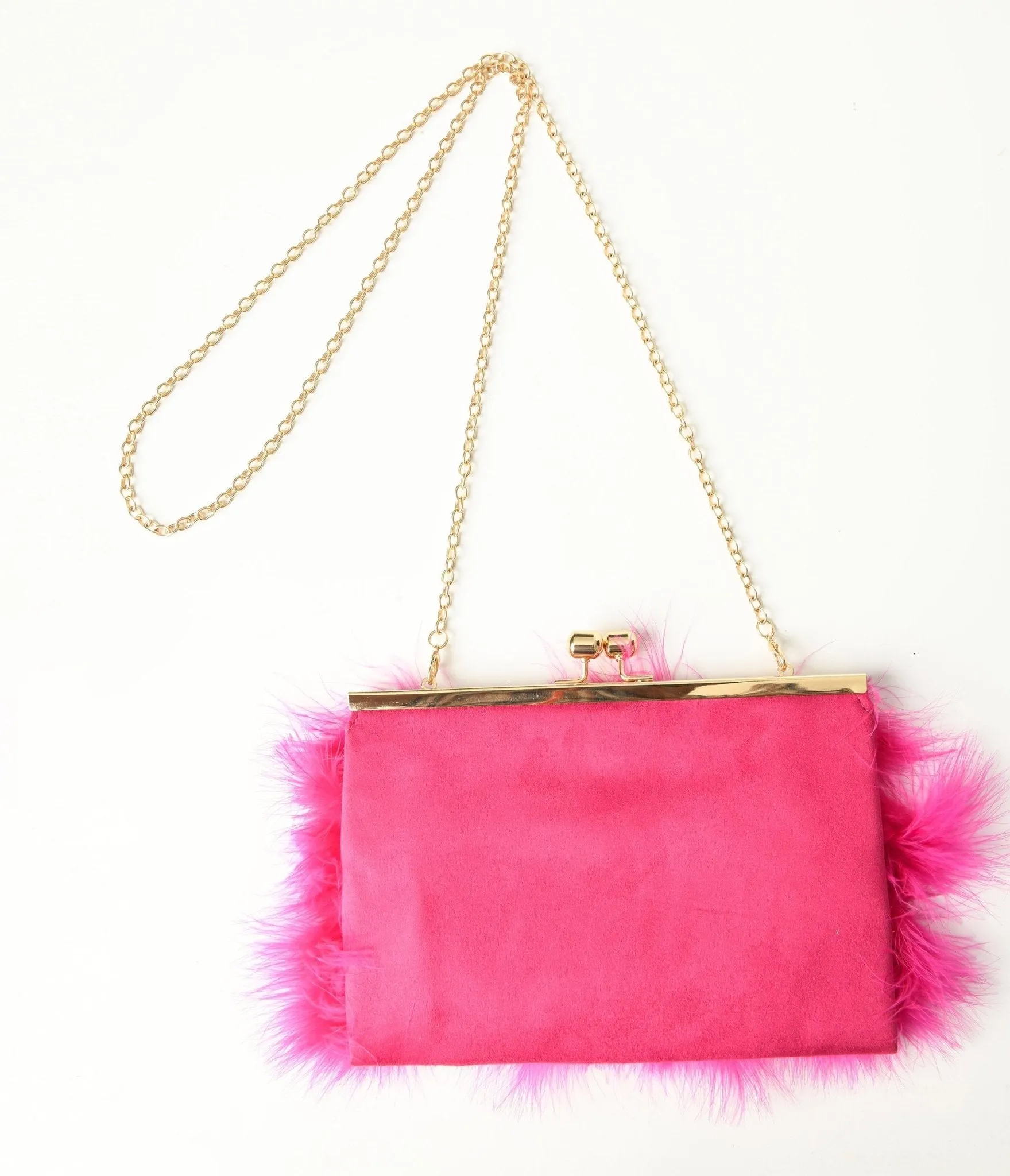 Hot Pink Fur Clutch Bag