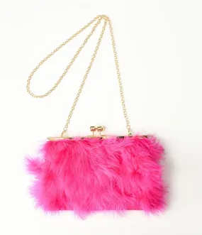 Hot Pink Fur Clutch Bag