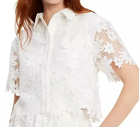 kate spade new york  |Casual Style Plain Short Sleeves Lace Shirts & Blouses