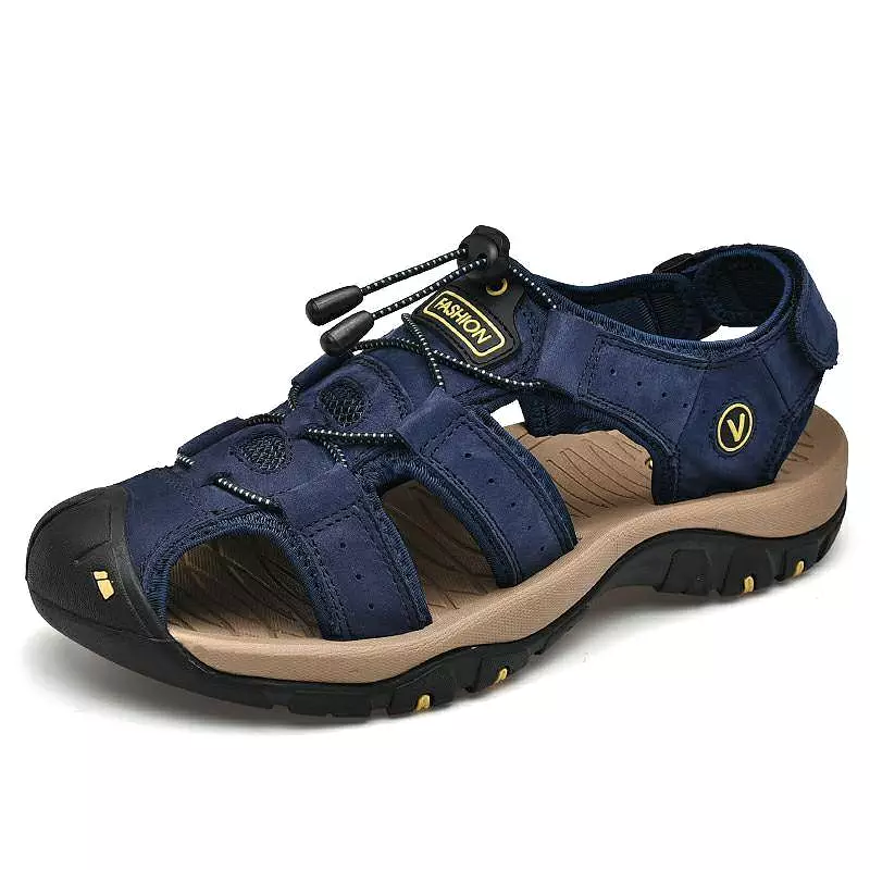 Libiyi Men's Outdoor Leather Toe Cap Sandals