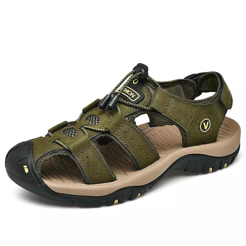 Libiyi Men's Outdoor Leather Toe Cap Sandals