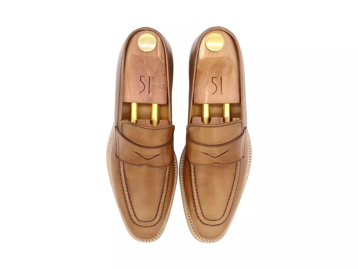 Lorens Men's Calf Leather Loafers - Tanned Brown