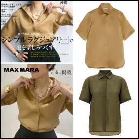 MaxMara  |Casual Style Silk Plain Short Sleeves Shirts & Blouses