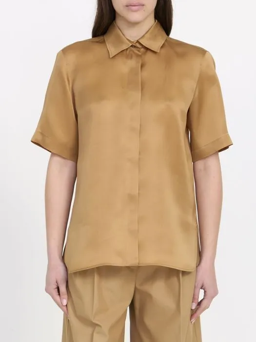 MaxMara  |Casual Style Silk Plain Short Sleeves Shirts & Blouses