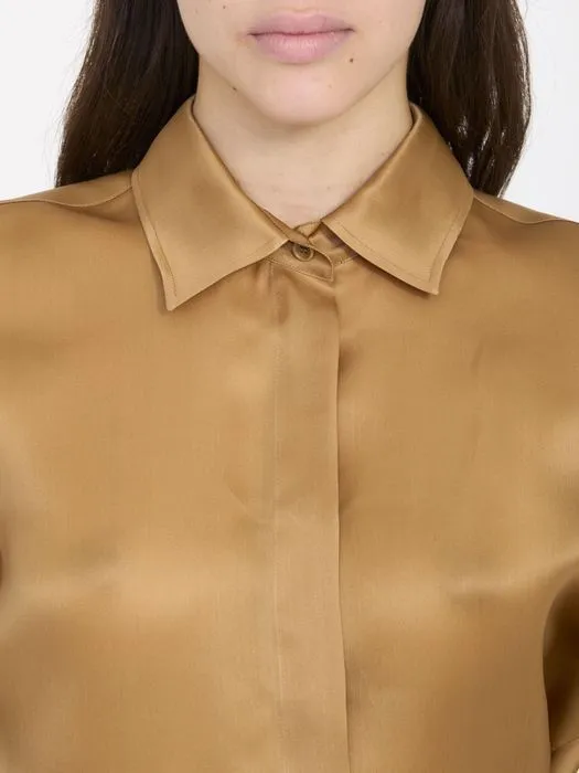 MaxMara  |Casual Style Silk Plain Short Sleeves Shirts & Blouses