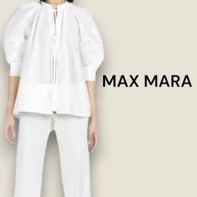 MaxMara  |Casual Style Tassel Cropped Plain Cotton Short Sleeves