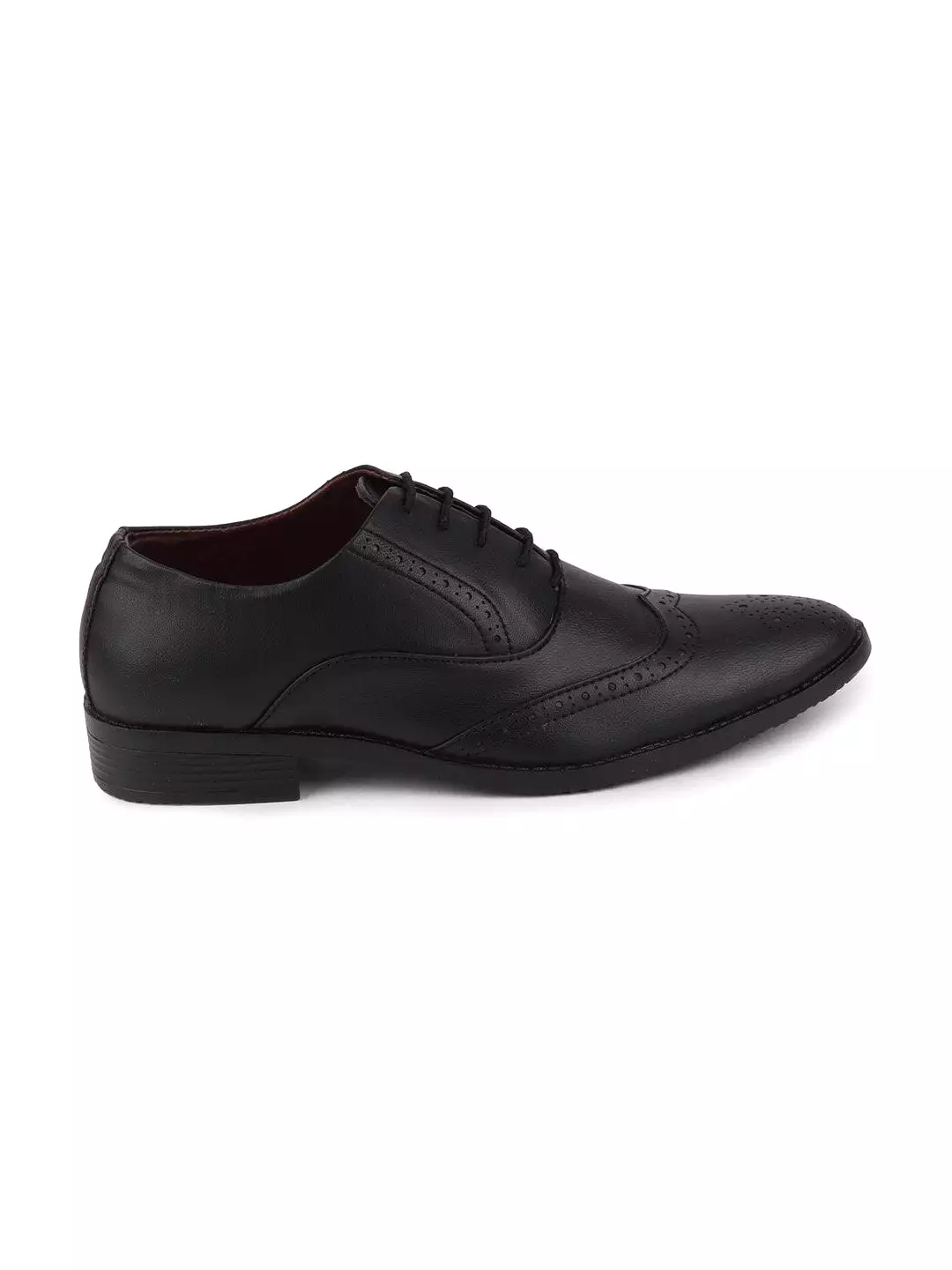 Men Black Formal Lace-Up Brogue Shoes