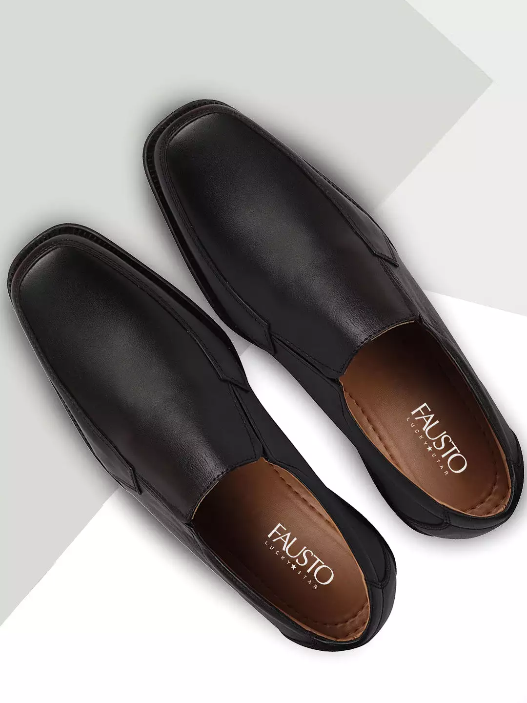 Men Black Formal Leather Slip On Shoes with Shock Absorber TPR Sole