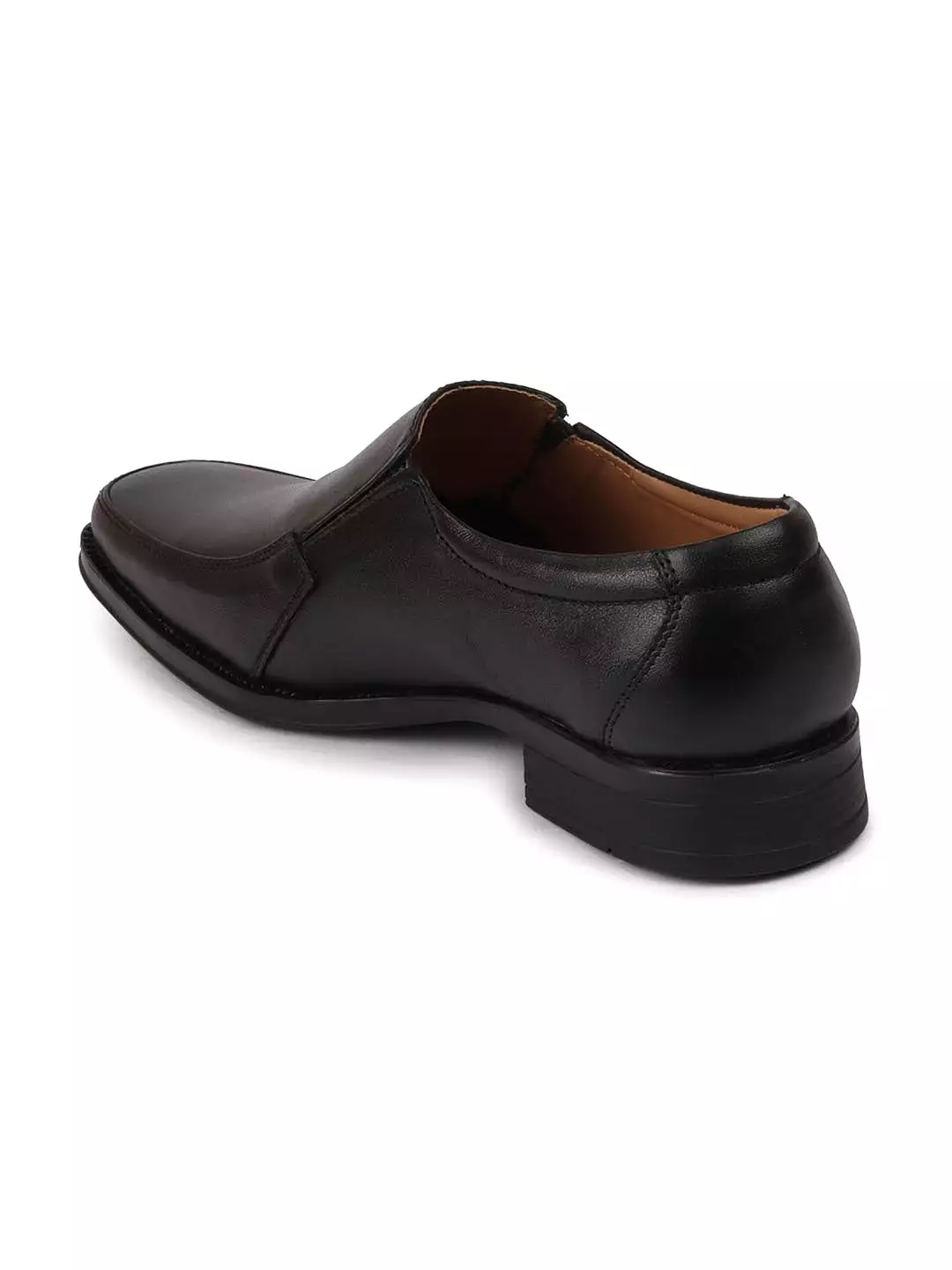 Men Black Formal Leather Slip On Shoes with Shock Absorber TPR Sole