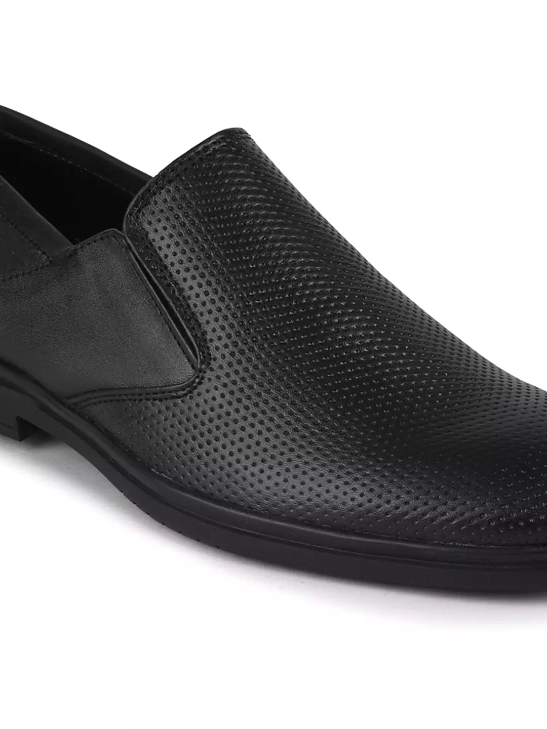 Men Black Formal Leather Slip-On Shoes