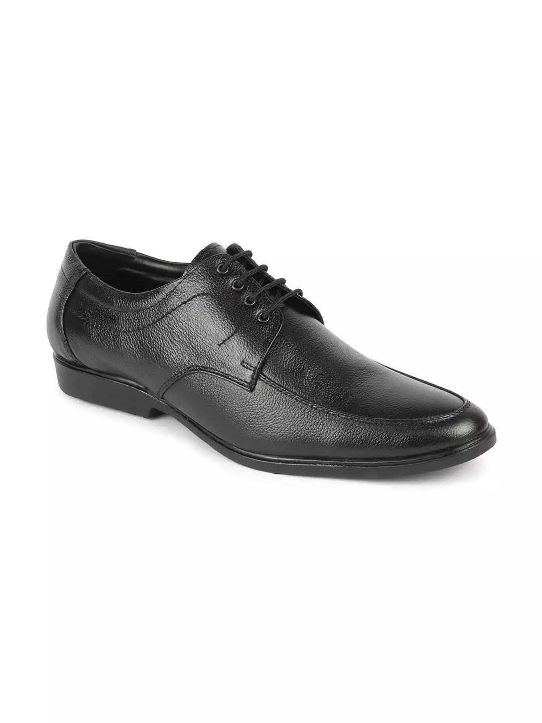 Men Black Genuine Leather Formal Office Pointed Toe Derby Lace Up Shoes with Comfort EVA Pad Insole