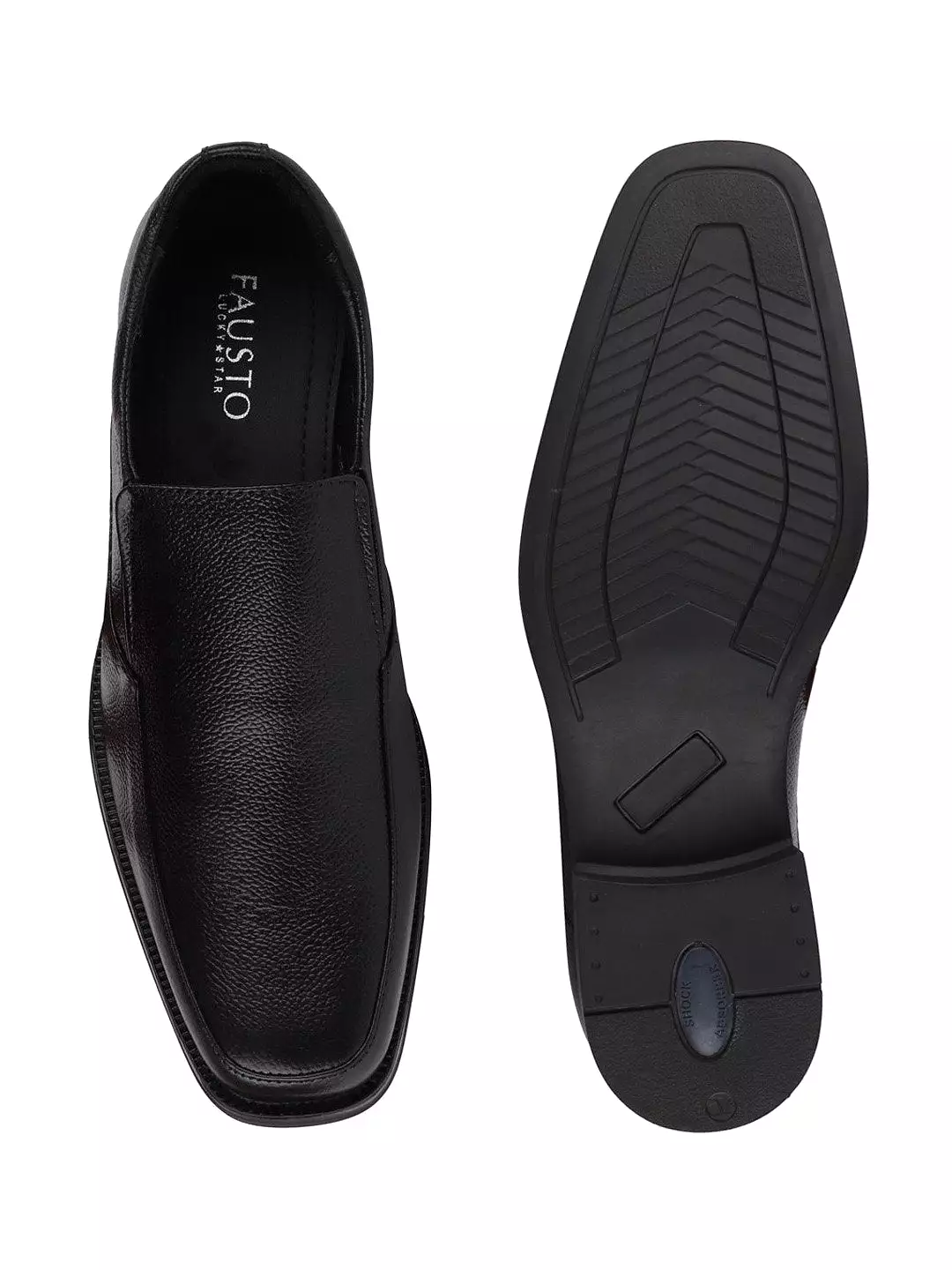 Men Black Plus Size Genuine Leather Formal Slip On Shoes