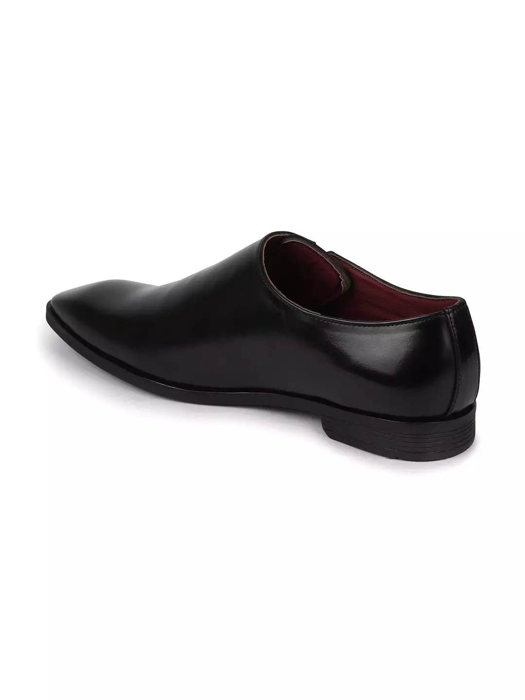 Men Black Side Lace Up Formal Slip On Shoes