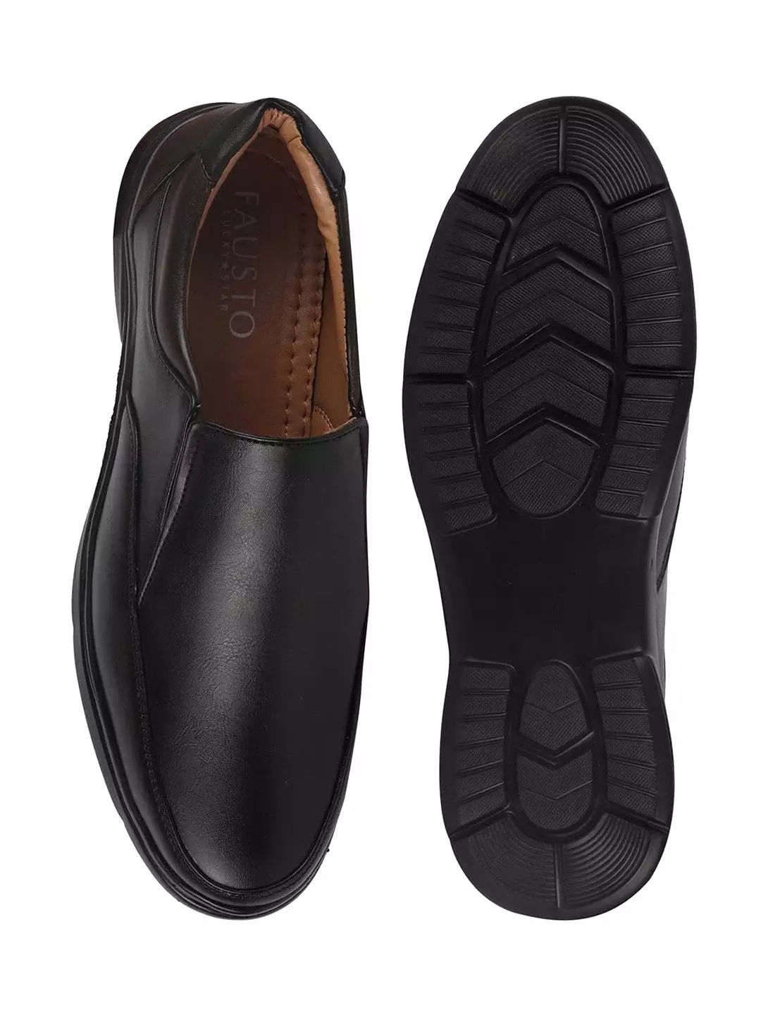 Men Black Thermal Formal Slip On Shoes