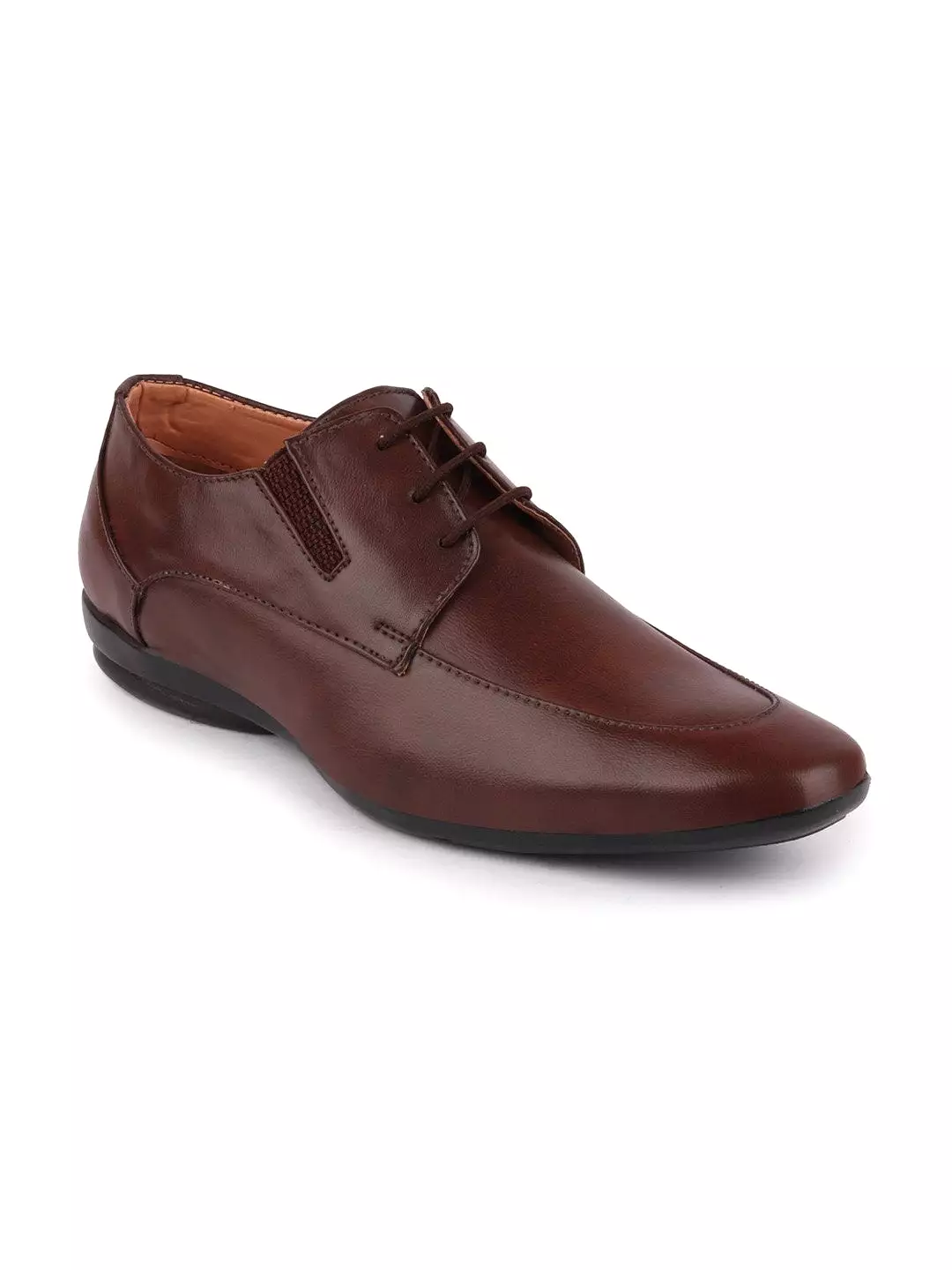 Men Brown Formal Lace-Up Derby Shoes