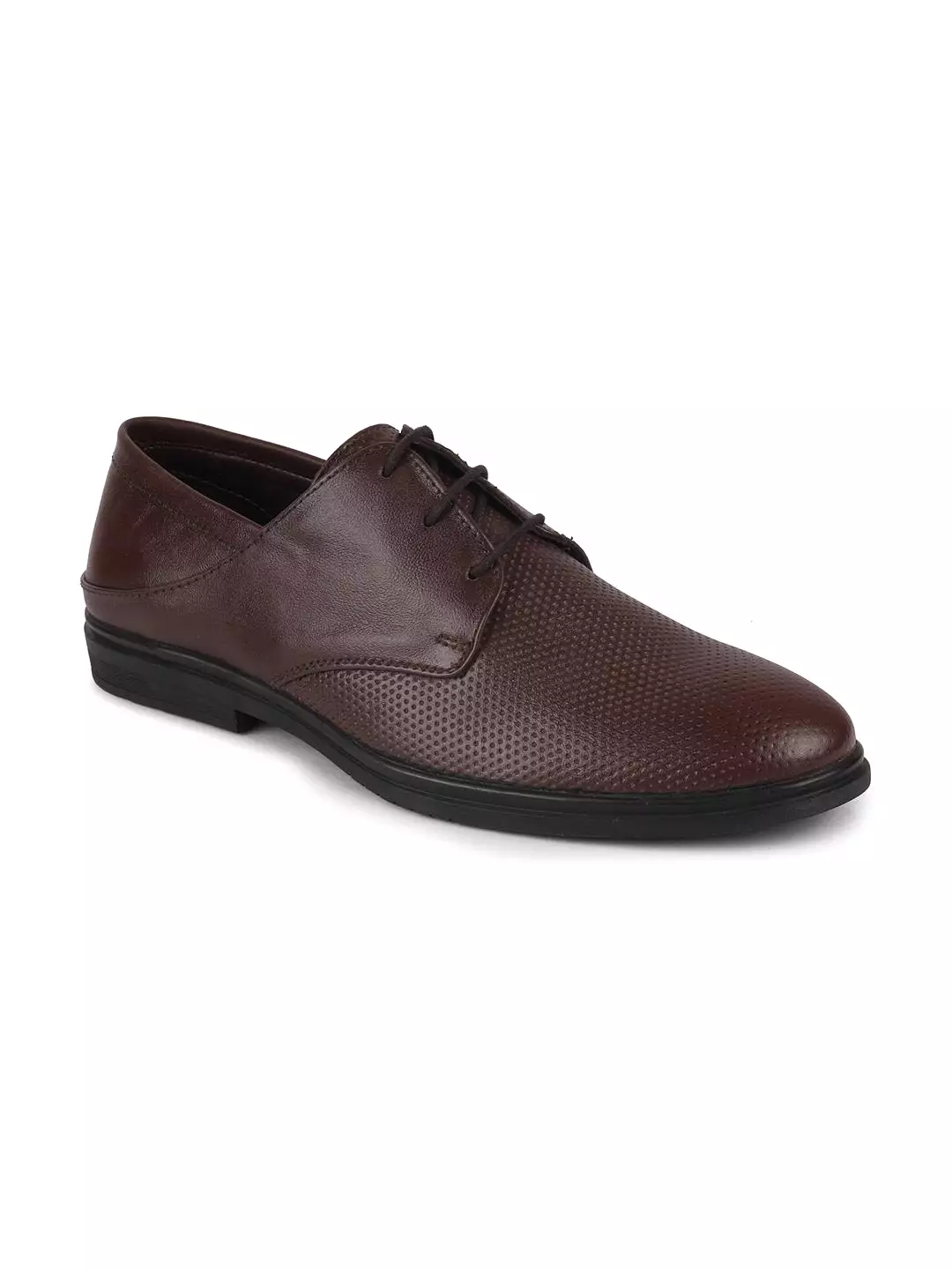 Men Brown Formal Leather Lace-Up Derby Shoes