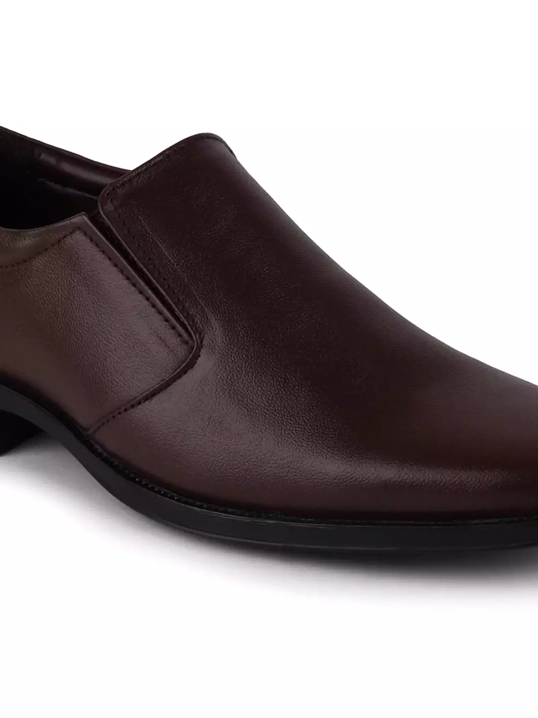 Men Brown Formal Leather Slip-On Shoes