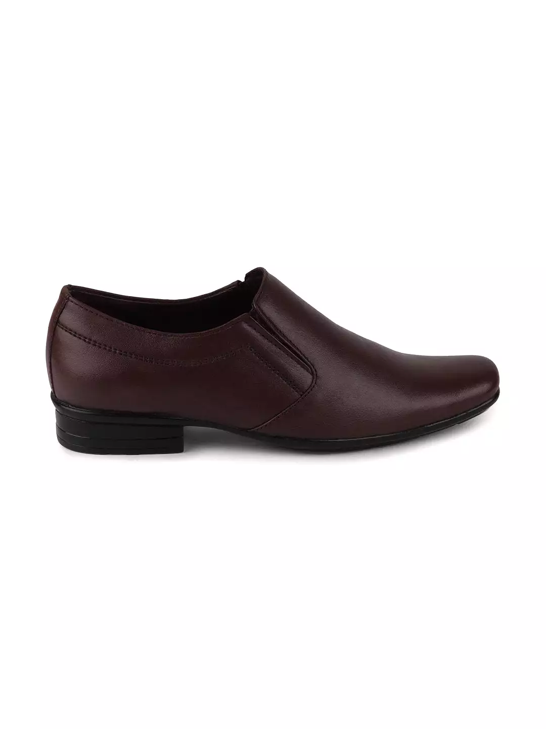 Men Brown Formal Leather Slip-On Shoes